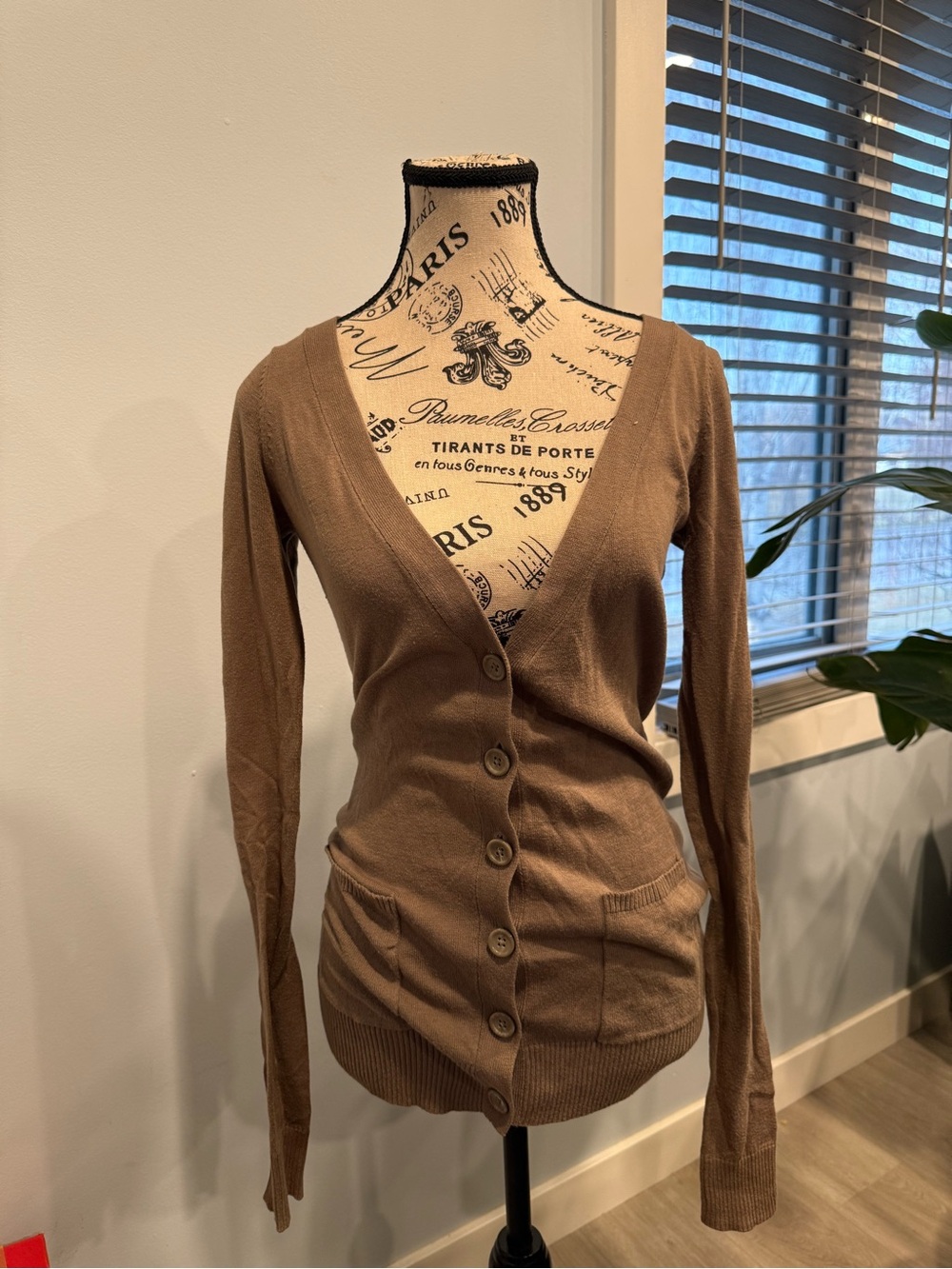 BDG Brown V-Neck Button Front Cardigan